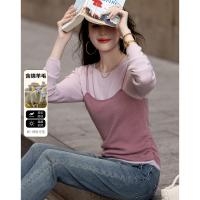 【树莓马卡龙】春少女感假两件含绵羊毛线衫轻龄针织衫女上衣
