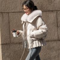 【云朵泡芙】冬零压感15D翻领可脱卸狐狸毛90鸭绒短羽绒服女