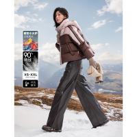 【雪域漫游】冬季保暖90鸭绒连帽条纹织带拼接短款羽绒服女外套