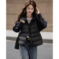 【住进阳光房】冬季轻量感连帽90鸭绒拼接针织空气层女式羽绒服