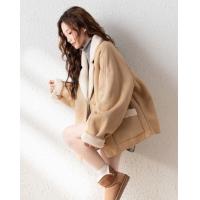 2024冬季女翻领麂皮绒外套复古气质百搭高级感休闲时尚潮流