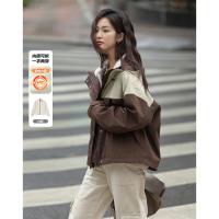 【工装拼色两件套】2024冬款两色拼接可拆卸加绒外套女