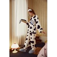 【Gukoo果壳】冬季保暖加厚北极绒奶牛纹卡通圆领情侣家居服套装