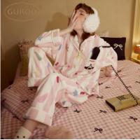 果壳（Gukoo）睡衣女24年冬季新款派对小狗条纹保暖女士家居服套装