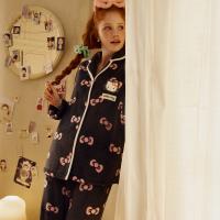 Gukoo/果壳睡衣女冬HelloKitty联名蝴蝶结牛奶绒保暖家居服套装D