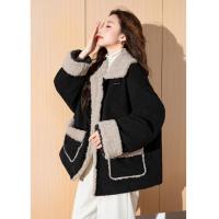 2024冬季女立领灯芯绒拼接短款外套气质百搭高级感休闲时髦