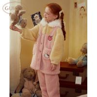 Gukoo/果壳睡衣冬季HelloKitty联名新款毛绒保暖女童家居套装D