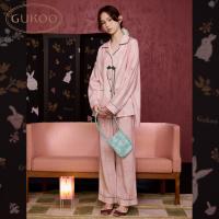 Gukoo/果壳睡衣女春秋款新中式花纹满印新款女士家居服套装C