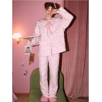 Gukoo/果壳睡衣女冬季小碎花满印新款夹棉保暖女士家居服套装D