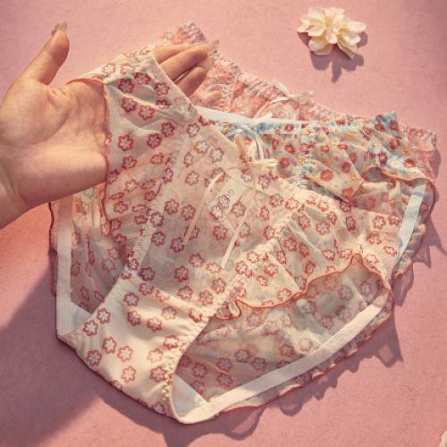 【含聚乳酸抑菌档】3条装内裤女四季网纱性感小碎花满印女士内裤