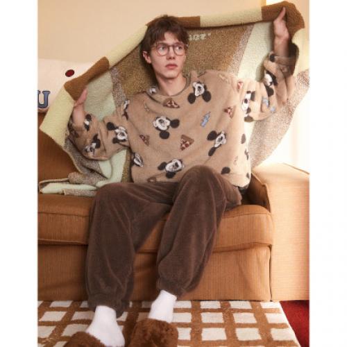 【米奇家族】睡衣男冬季厚款北极绒保暖柔软手感家居服套装可外穿