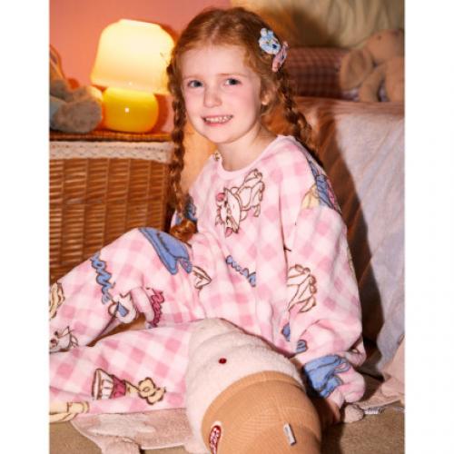 【玛丽猫联名】女童睡衣秋冬双面牛奶绒卡通满印家居服套装可外穿