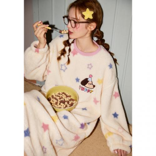 Gukoo/果壳【原创IP】睡衣女秋冬加厚北极绒卡通可爱家居服睡裙可外穿