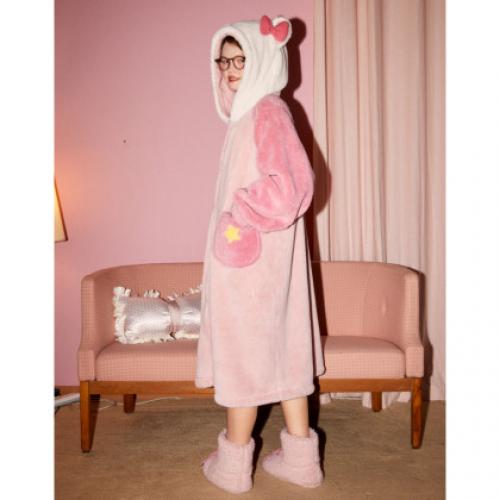 Gukoo/果壳【加绒加厚】睡衣女秋冬甜美少女连帽高级感女士家居睡袍可外穿