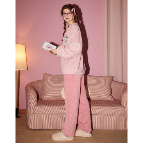 Gukoo/果壳【玛丽猫联名】睡衣女秋冬加厚款暖绒甜美女士家居服套装可外穿