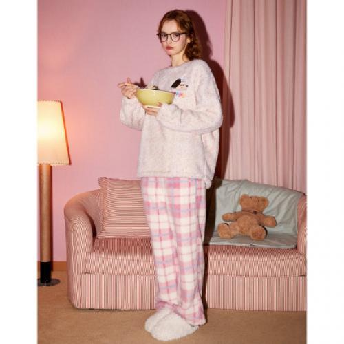 Gukoo/果壳【原创派对小狗】情侣睡衣女秋冬加厚北极绒高级感家居服可外穿