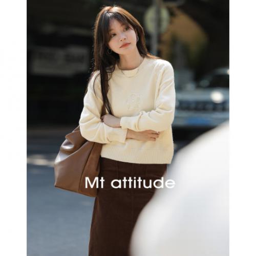 【新年时尚碎片】冬季复古立体花朵线衫圆领长袖藏肉针织衫女上衣