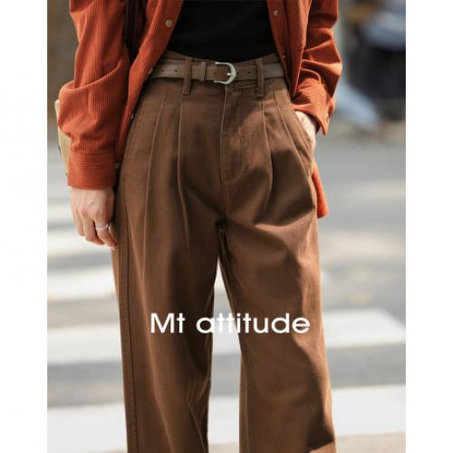 【焦糖可可】2024冬款斜插袋加厚色织牛仔裤女