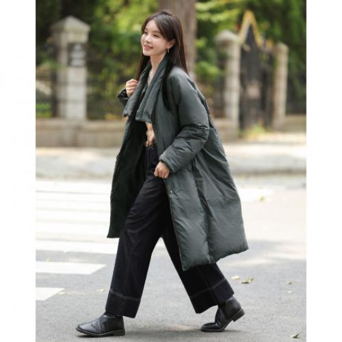 【格雷系】2024冬季百搭时尚保暖围巾领长款羽绒服女