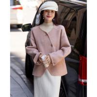 【了不起的外套】冬季设计感藏肉大落肩骆驼绒绵羊毛双面呢大衣女