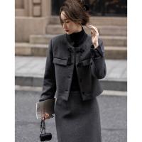 【会呼吸的绵羊毛】24冬季国风新中式顺毛呢盘扣翻边大衣女外套