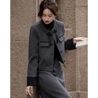 【会呼吸的绵羊毛】24冬季国风新中式顺毛呢盘扣翻边大衣女外套