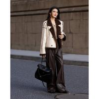 【青春纪念册】冬学院风复合聚酯摇粒绒翻袖口拼色棉衣外套女短款