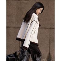 【青春纪念册】冬学院风复合聚酯摇粒绒翻袖口拼色棉衣外套女短款