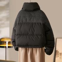 【雪山都市】冬轻奢90鸭绒400T春亚纺抽绳拼接短款羽绒服女