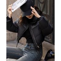 【雪山都市】冬轻奢90鸭绒400T春亚纺抽绳拼接短款羽绒服女