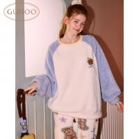 【Gukoo果壳】miiiiichan联名冬季加厚北极绒印花保暖家居服套装