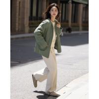 【清冷灰绿色外套】2024冬款慵懒松弛感设计感小众休闲外套女