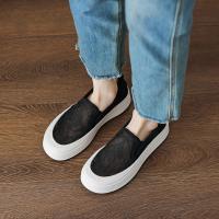 2024夏季时尚简约仙女蝴蝶透气网面厚底通勤日常一脚蹬渔夫鞋