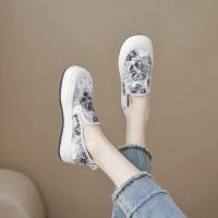 2024春夏新款时尚潮流休闲度假日常通勤百搭小花厚底一脚蹬