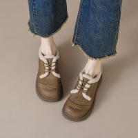 2024温暖冬日百搭舒适休闲复古圆头拼接字母玫瑰系带毛毛鞋