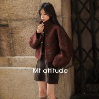 【秋日板栗】冬季款 时尚扣袢设计韩系短款大翻领暖融融短外套