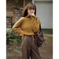 【文艺简约】2024冬季款时尚纯色高领长袖套头针织衫女