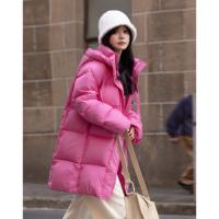 【温柔甜美】2024冬款中长款连帽时尚简约宽松羽绒服女