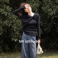 【法式复古优雅风】2024秋季款  蝴蝶结纯色套头长袖针织衫