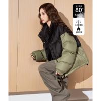 2024冬季女立领拼接短款羽绒服轻暖舒适休闲百搭外套
