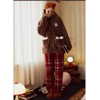 Gukoo/果壳睡衣女冬季迪士尼联名新款珊瑚绒保暖女士家居服套装D