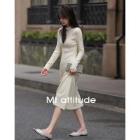 【软糯白月光】冬季款温柔休闲时尚高领气质显瘦长袖针织衫连衣裙