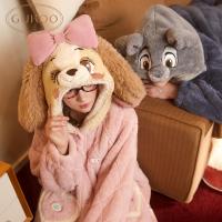 Gukoo/果壳迪士尼情侣睡衣冬季加厚珊瑚绒女士睡衣夹棉家居服D