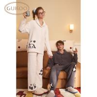 Gukoo/果壳睡衣女秋冬软绵绵雪尼尔舒适保暖情侣家居套装S724426203504