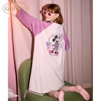 Gukoo/果壳睡裙女春秋款迪士尼联名新款米奇纯棉女士家居服睡裙C