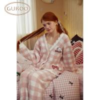 Gukoo/果壳睡衣女软绵绵雪尼尔mikko联名舒适保暖女家居套装S824426204F01