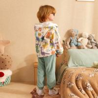 【童趣系列】睡衣男童冬季厚款珊瑚绒保暖小恐龙连帽家居服可外穿