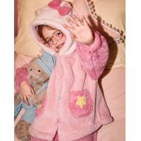 【立体耳朵连帽】女童睡衣秋冬加厚北极绒家居服套装可外穿