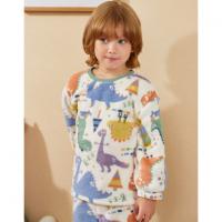 【童趣系列】男童睡衣秋冬加绒套头小恐龙珊瑚绒家居服套装可外穿