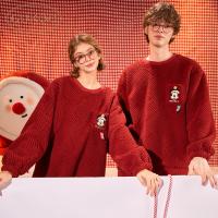 Gukoo/果壳睡衣情侣新婚秋冬款迪士尼红色女新年珊瑚绒男家居服D